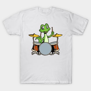 Cartoon gecko drummer T-Shirt